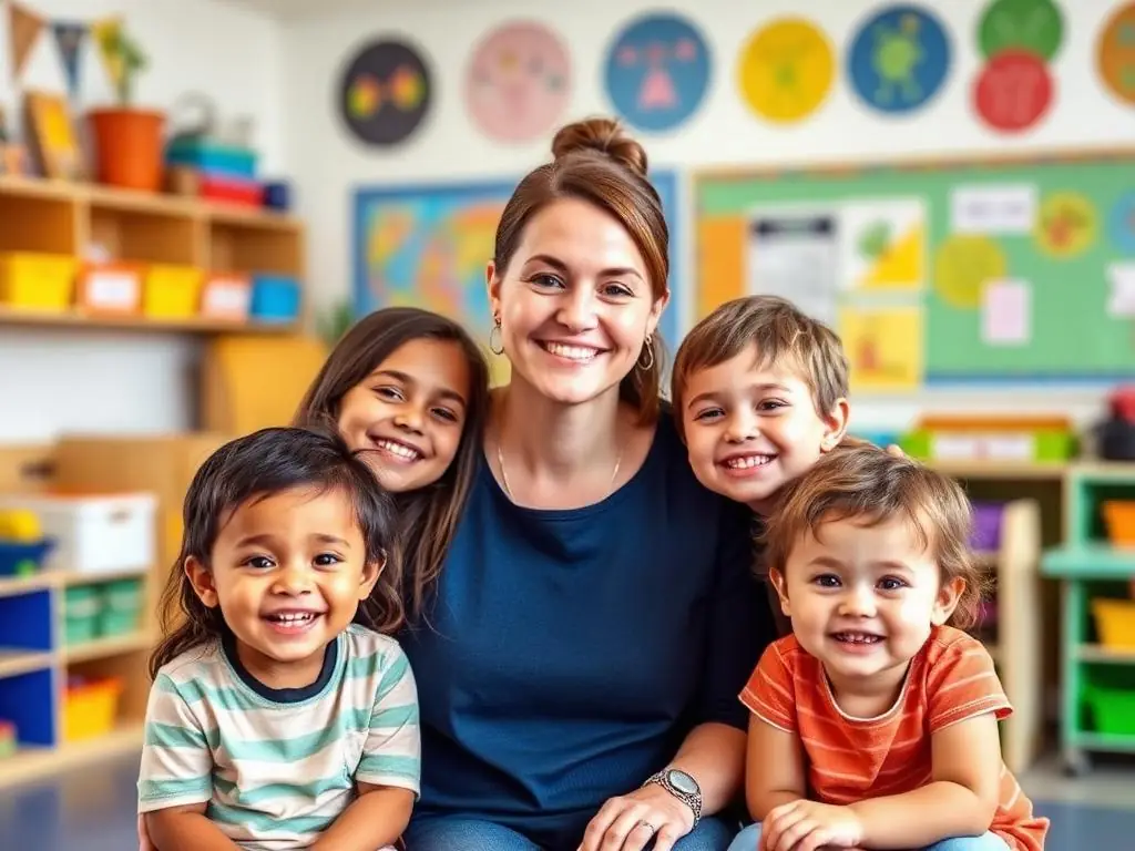 Teacher and children at Junior Gems